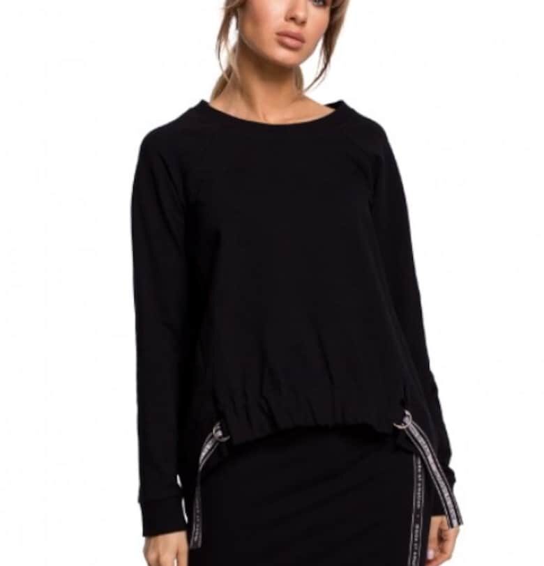 Дамска блуза -  Памук/Еластан - Черен MOE