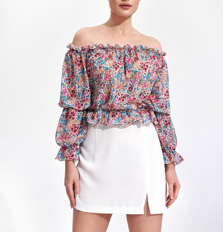 Дамска блуза -  Полиестер - С ластик - Многоцветен Figl