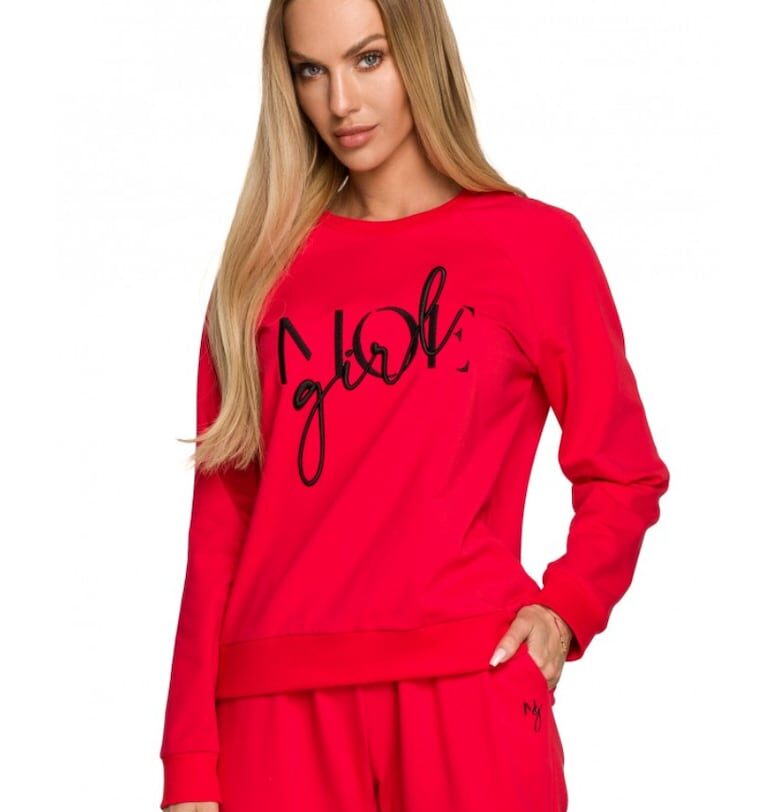 Дамска блуза  С шарка - Памук - Еластан - Червена MOE