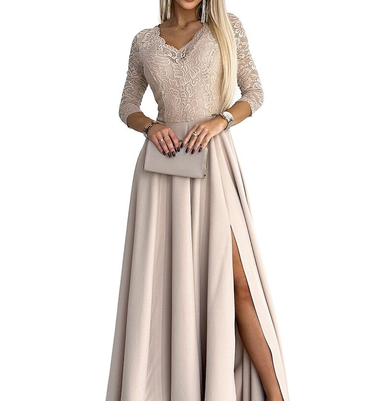 Дамска вечерна рокля  Amber бежова Numoco