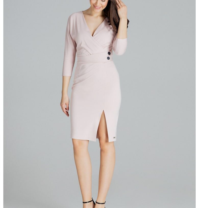 Дамска вечерна рокля Saskia L086 светло розово - Розово Lenitif