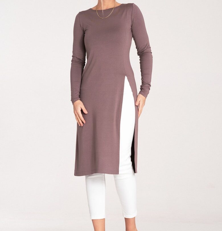 Дамска дълга блуза -  Вискоза/Еластан - Кафяв Figl