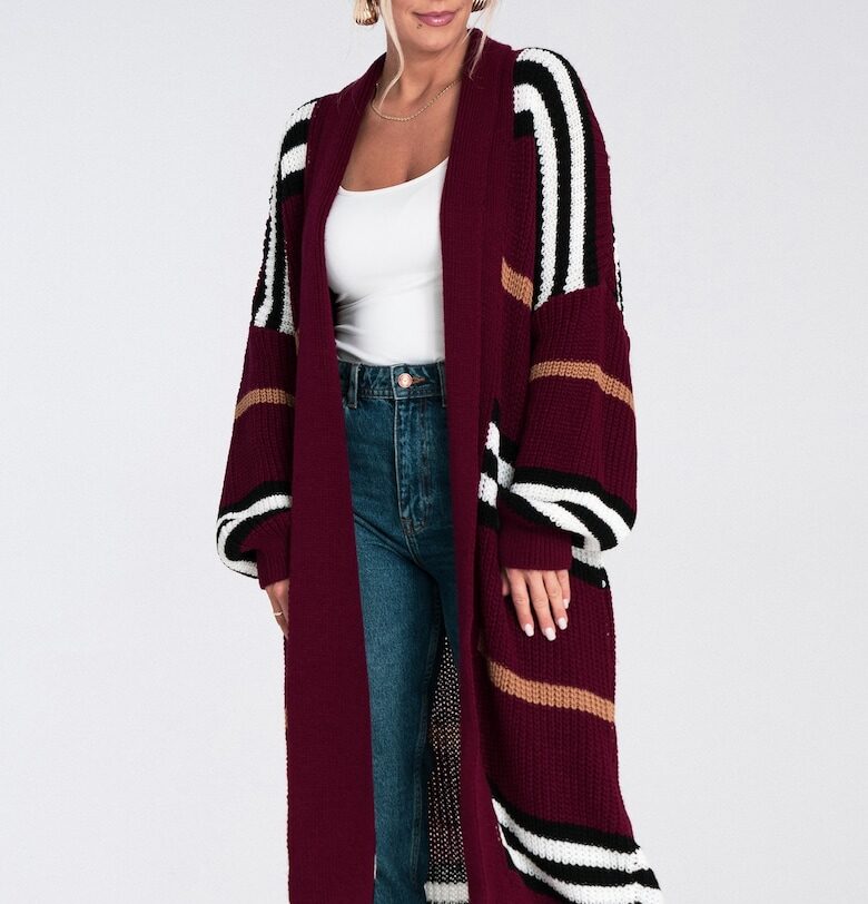 Дамска жилетка -  бордо - акрилна плетена материя Figl