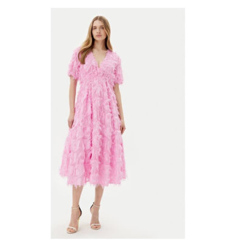 Дамска коктейлна рокля  26029780 - Синтетика - Розово Yas