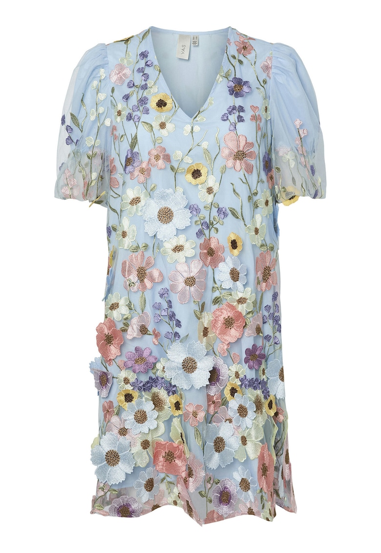 Дамска коктейлна рокля 26037387 - Синтетичен цвят - Светло син - Светлосин Yas