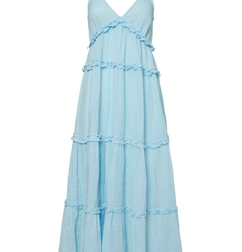 Дамска лятна рокля  26038014 - Органичен памук/Лен - 34 EU - Светлосин - Светлосин Yas