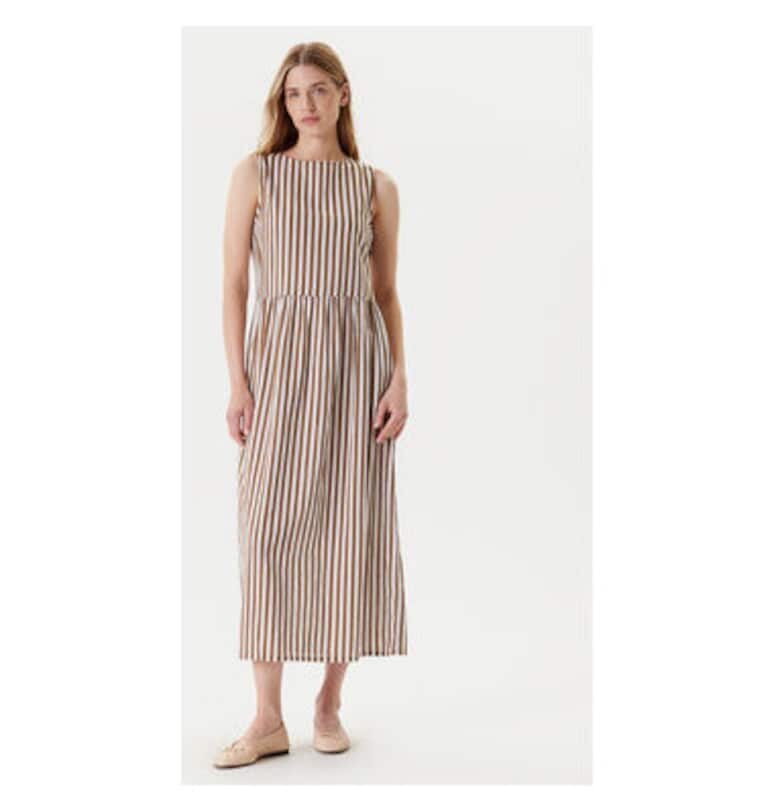 Дамска лятна рокля  48I5DV0BK - Памук/Лен - Бежов - Бежов United Colors of Benetton