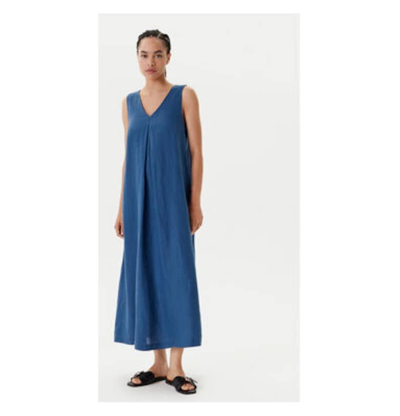 Дамска лятна рокля  4AGHDV07C - Лен - Син United Colors of Benetton