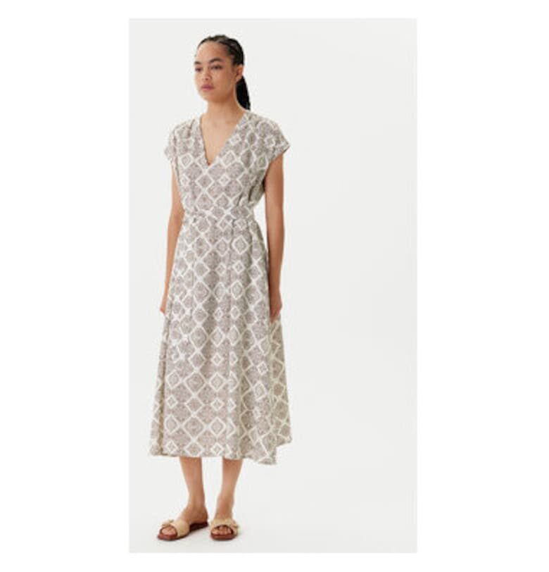 Дамска лятна рокля  4KPRDV0BB - Лен - Бежов - Бежов United Colors of Benetton