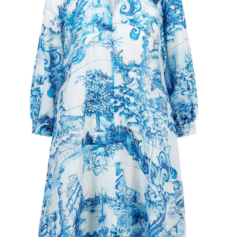 Дамска лятна рокля  50454550 - Коприна - 34 EU - Синя BOSS