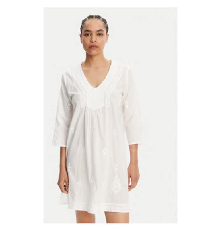 Дамска лятна рокля  BC198 - Синтетика - L INTL - Бяла - Бял Selmark