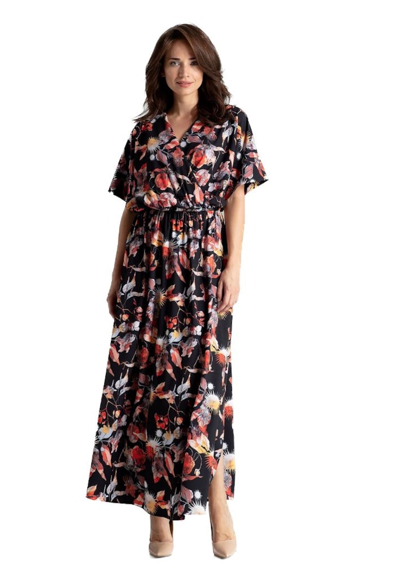 Дамска макси рокля Davide L055 черно червена - Кафяв Lenitif