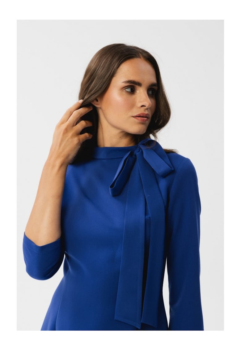 Дамска миди рокля - Gwalchakin - метличина - Тъмносин Stylove