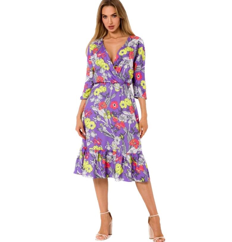 Дамска миди рокля - Made of Emotion - Paangen - Виолетов MOE