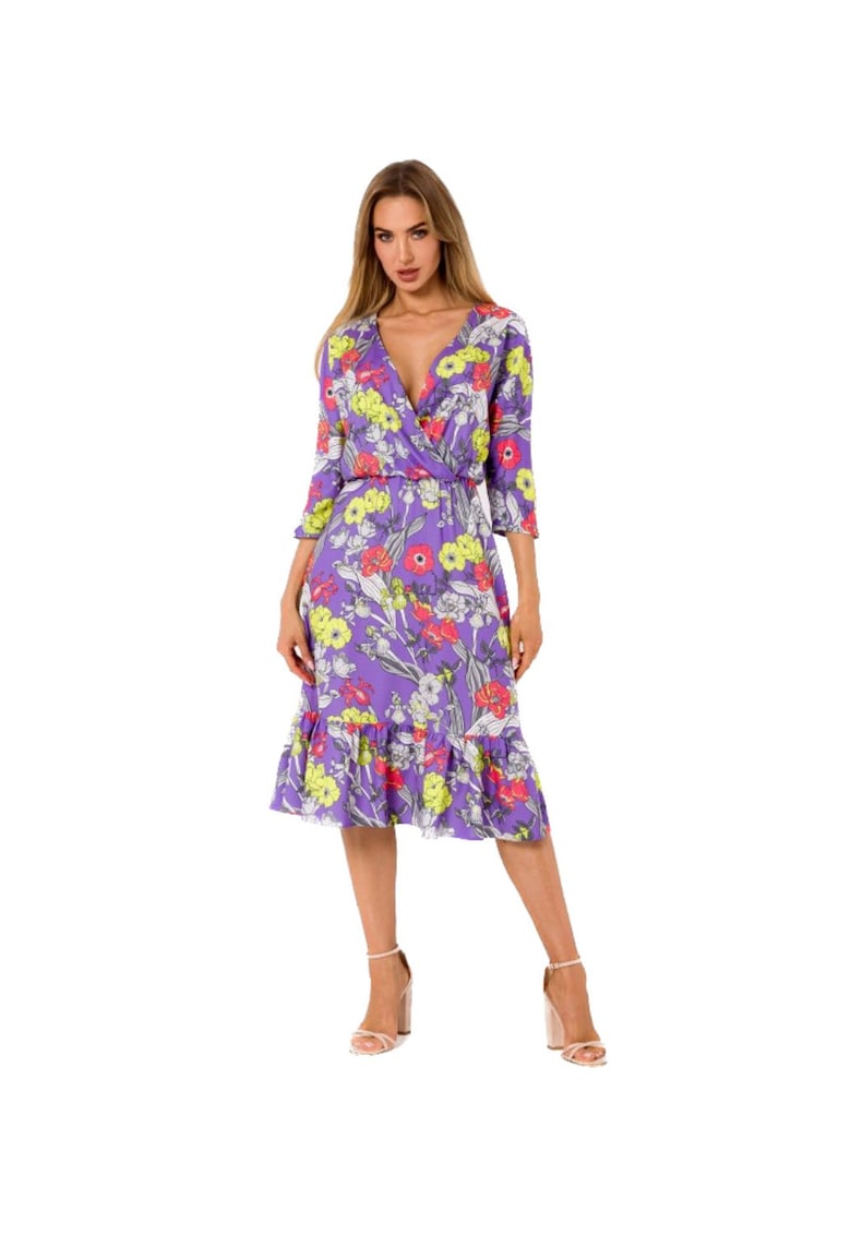 Дамска миди рокля - Made of Emotion - Paangen - Виолетов MOE