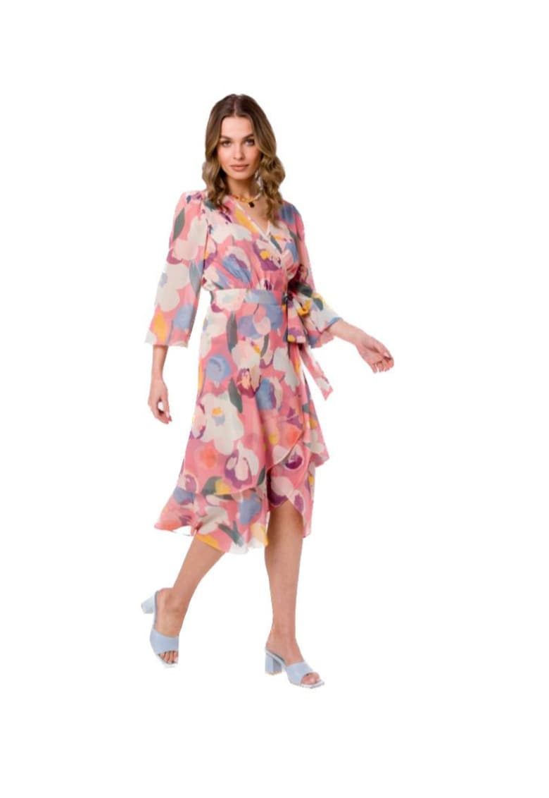 Дамска миди рокля - Numeak - розова - Розово Style