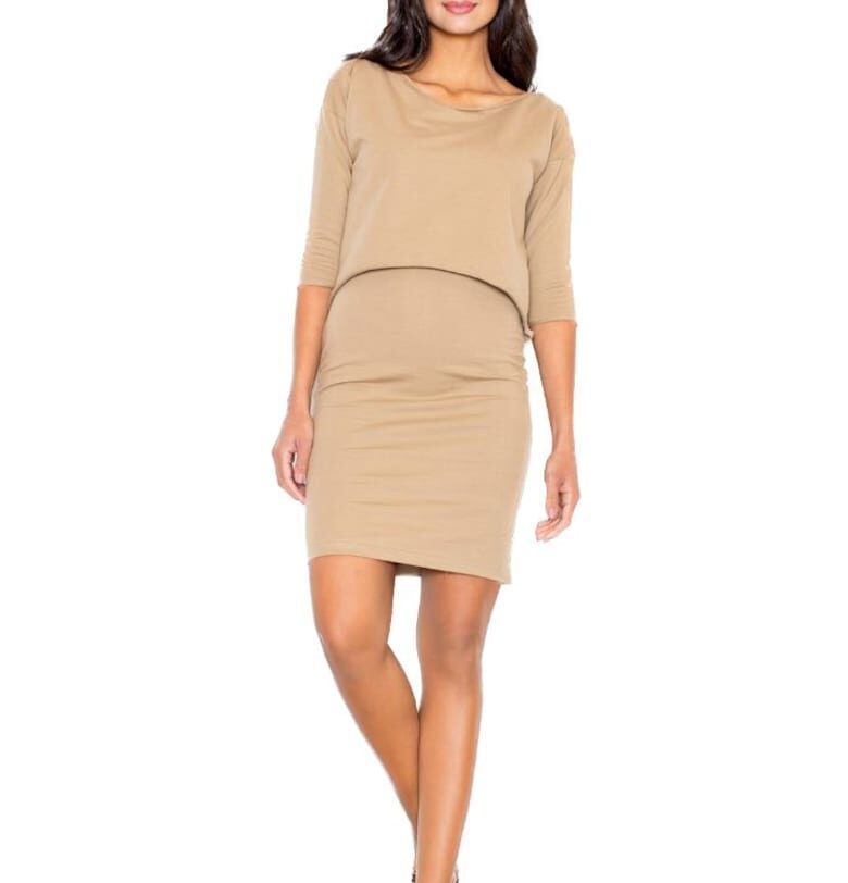 Дамска мини рокля Glengaine M206 бежово Figl