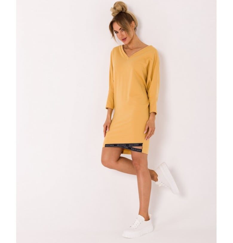 Дамска мини рокля - Made of Emotion - Grisante - Памук - Жълта - MOE