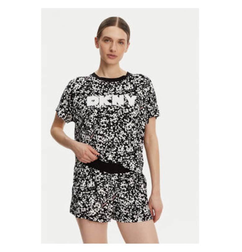 Дамска пижама  YI80044 - вискоза - бяло/черно DKNY