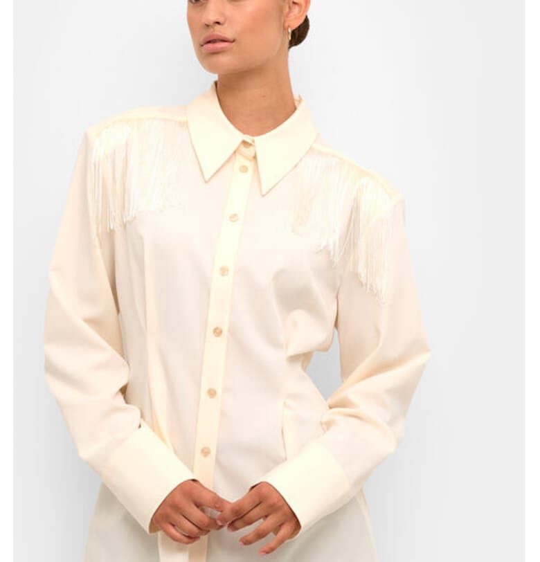 Дамска риза -  303554231 - Полиестер/Вискоза - Бежов - Бежов Karen by Simonsen