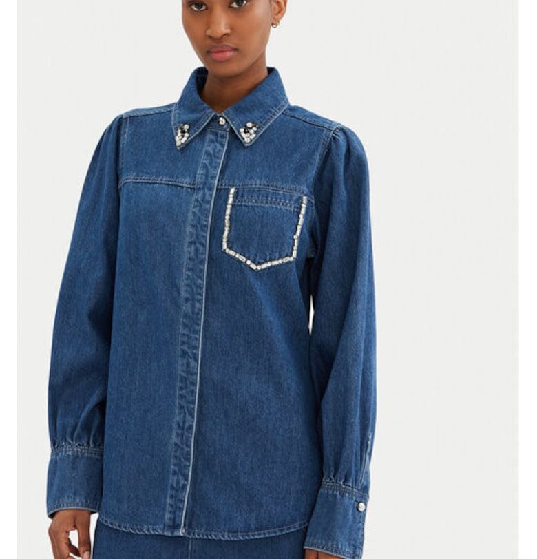 Дамска риза -  304453717 - Памук - Син - Син Bruuns Bazaar