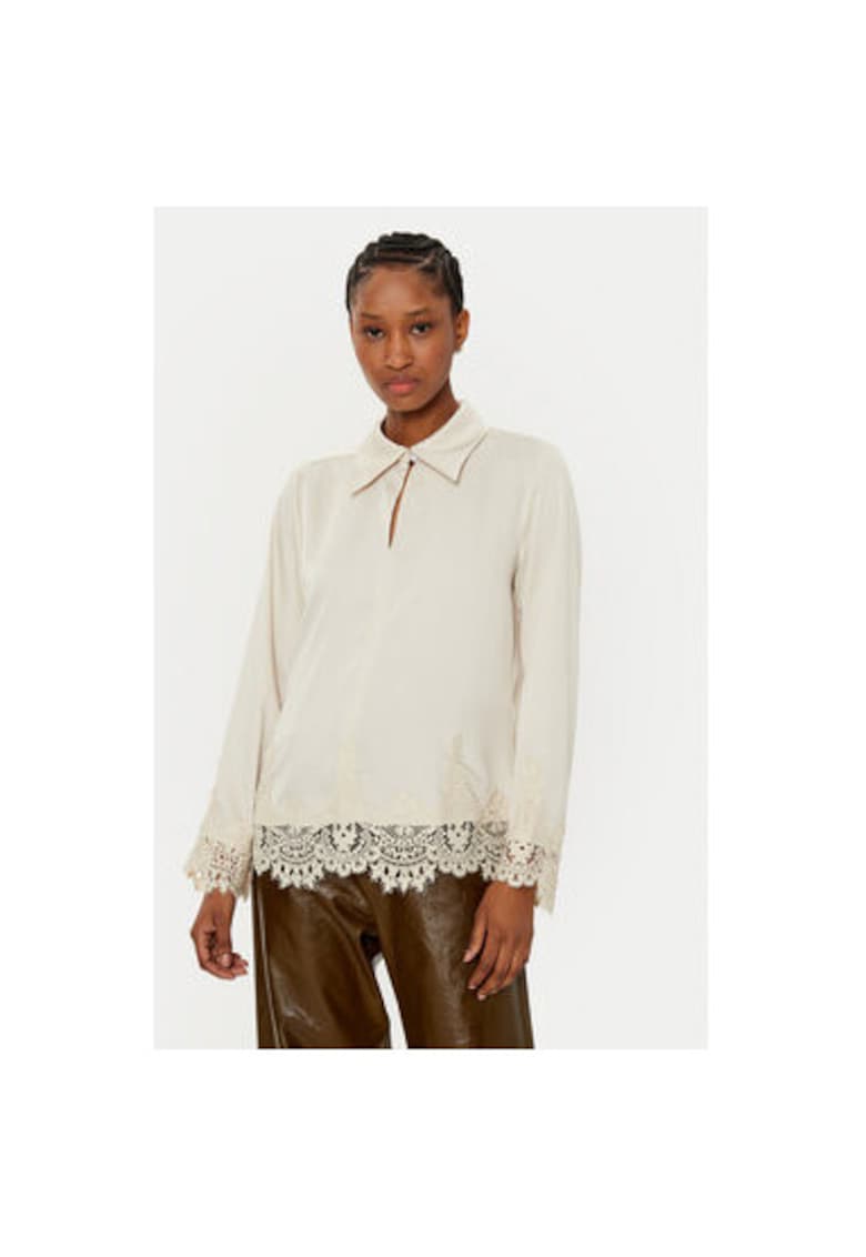 Дамска риза - 304453755 - Рециклиран полиестер - Бежов Bruuns Bazaar