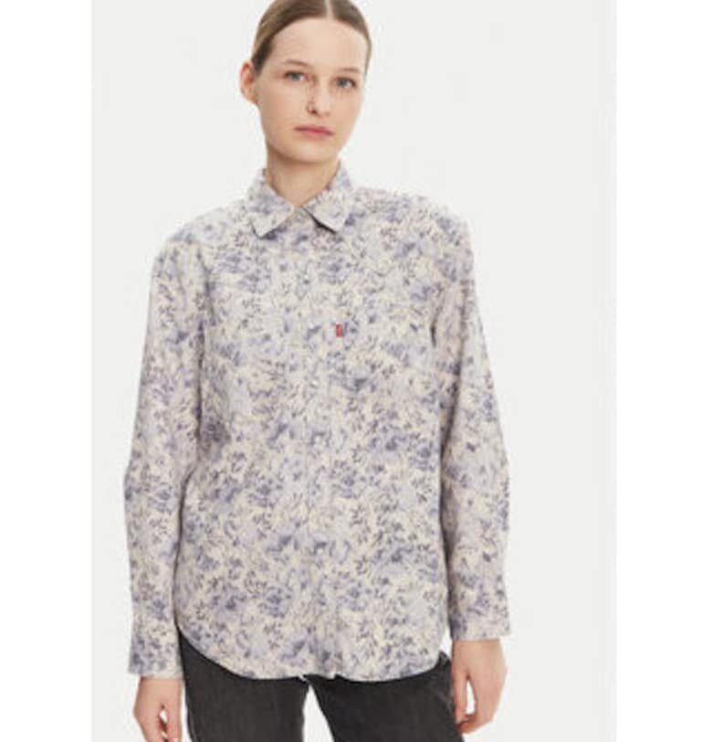 Дамска риза -  A7244-0051 - памук - флорален мотив - бяло/синьо Levis