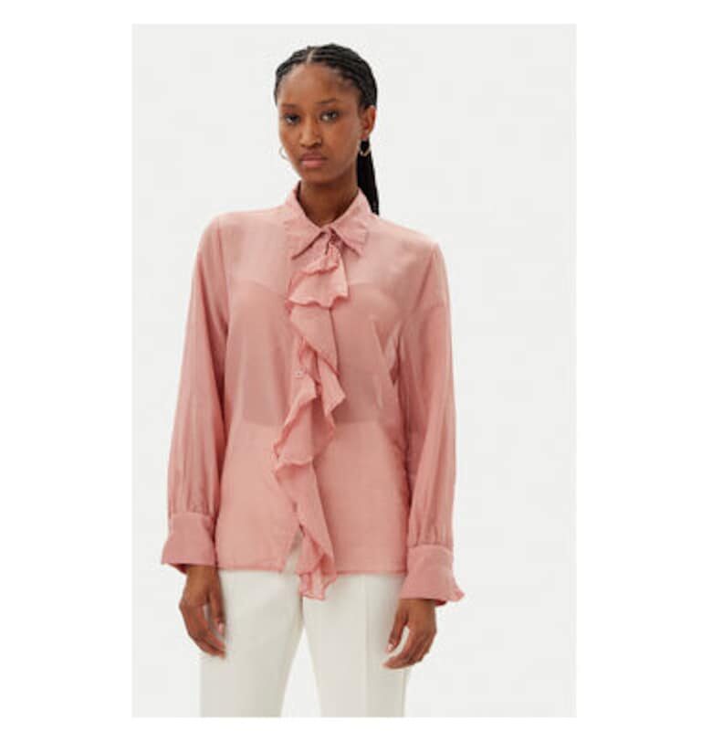 Дамска риза  B3004C - Памук - Розов - Розово kontatto