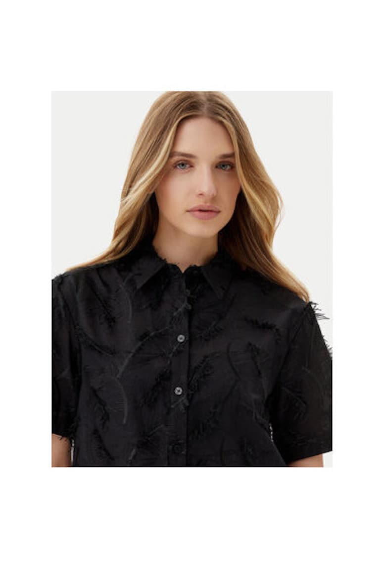 Дамска риза GPP25332CA - памук - черна - Черен Silvian Heach