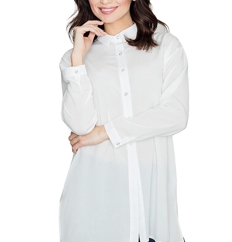 Дамска риза  K293 - бяла - полиестер/еластан/вискоза - дълъг ръкав - Lenitif