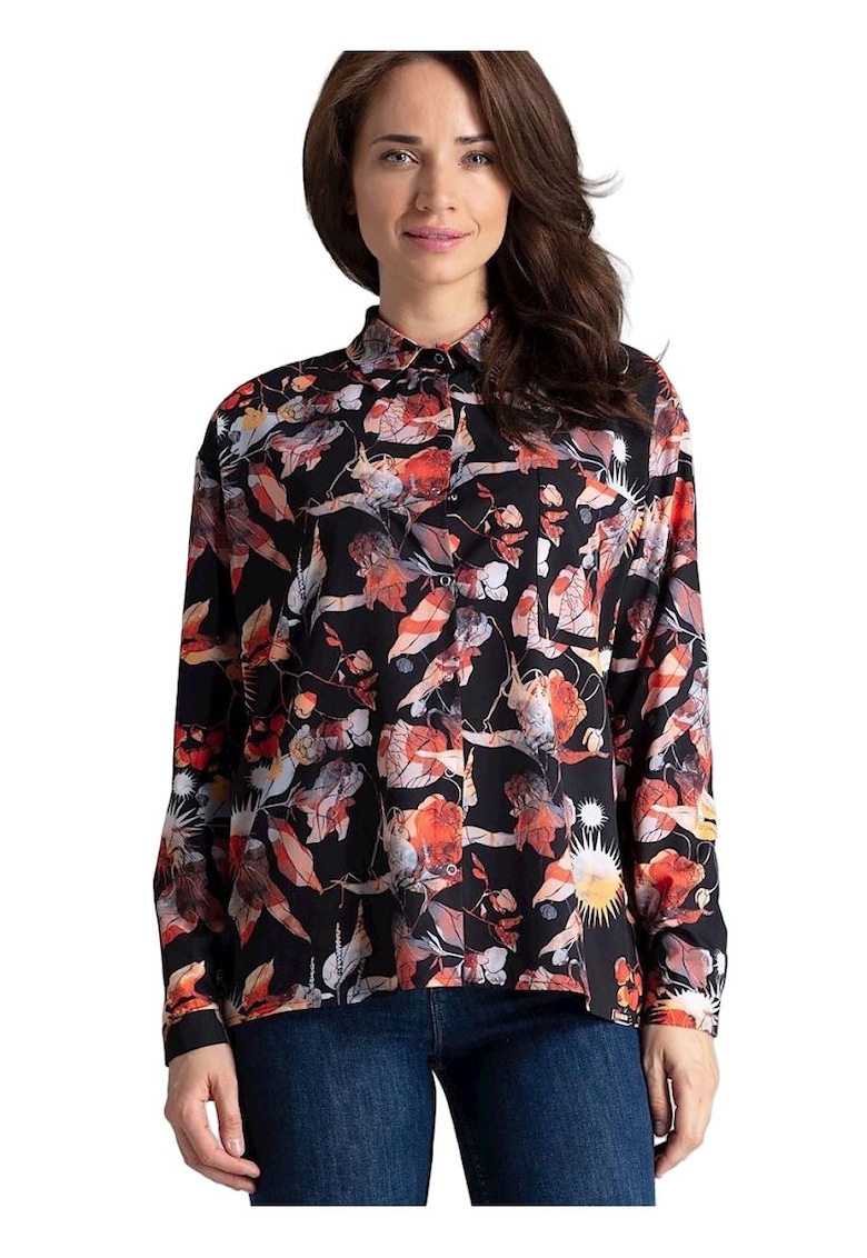 Дамска риза - Ленитиф - черна - полиестер - дълъг ръкав - с джоб. Lenitif