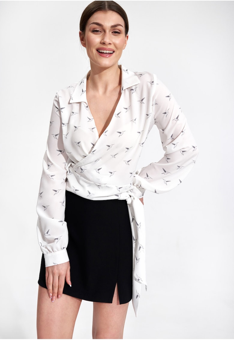 Дамска риза - Полиестер/Еластан/Вискоза - Бяла - Figl