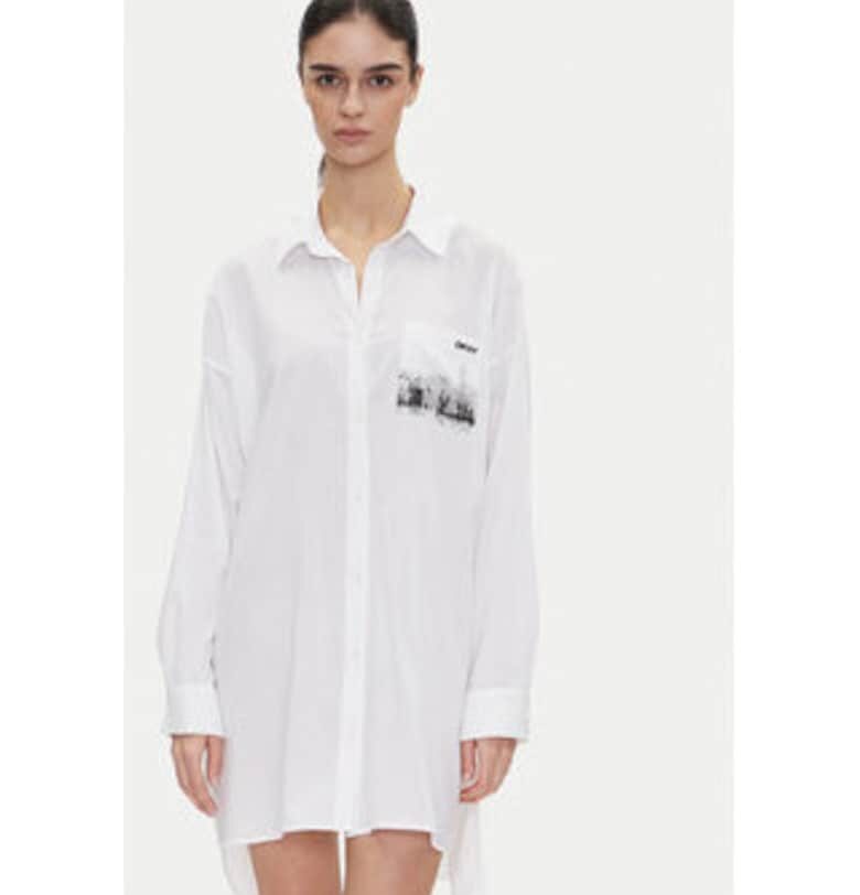 Дамска риза -  модел DKNY-YI30048 - памук и вискоза - бяла DKNY