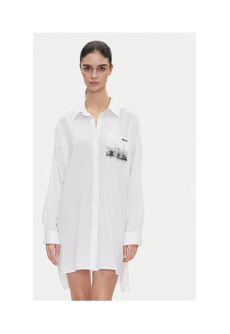 Дамска риза - модел DKNY-YI30048 - памук и вискоза - бяла DKNY