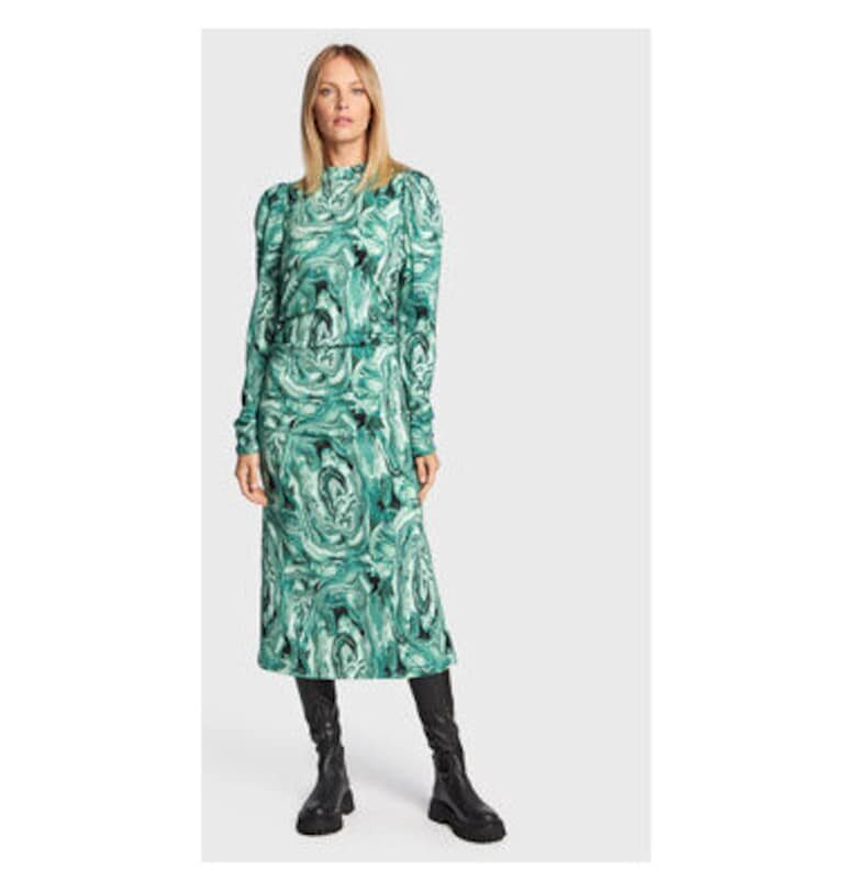 Дамска рокля -  300817735 - Вискоза/Полиамид - Зелена - Зелен GESTUZ