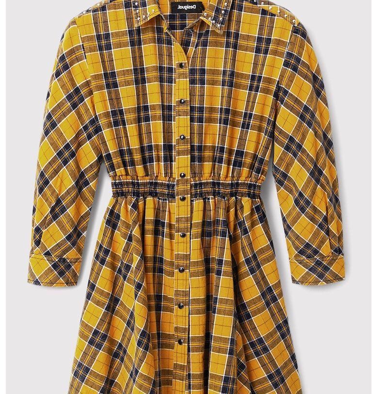 Дамска рокля -  301494195 - Памук - Жълто - Жълт DESIGUAL