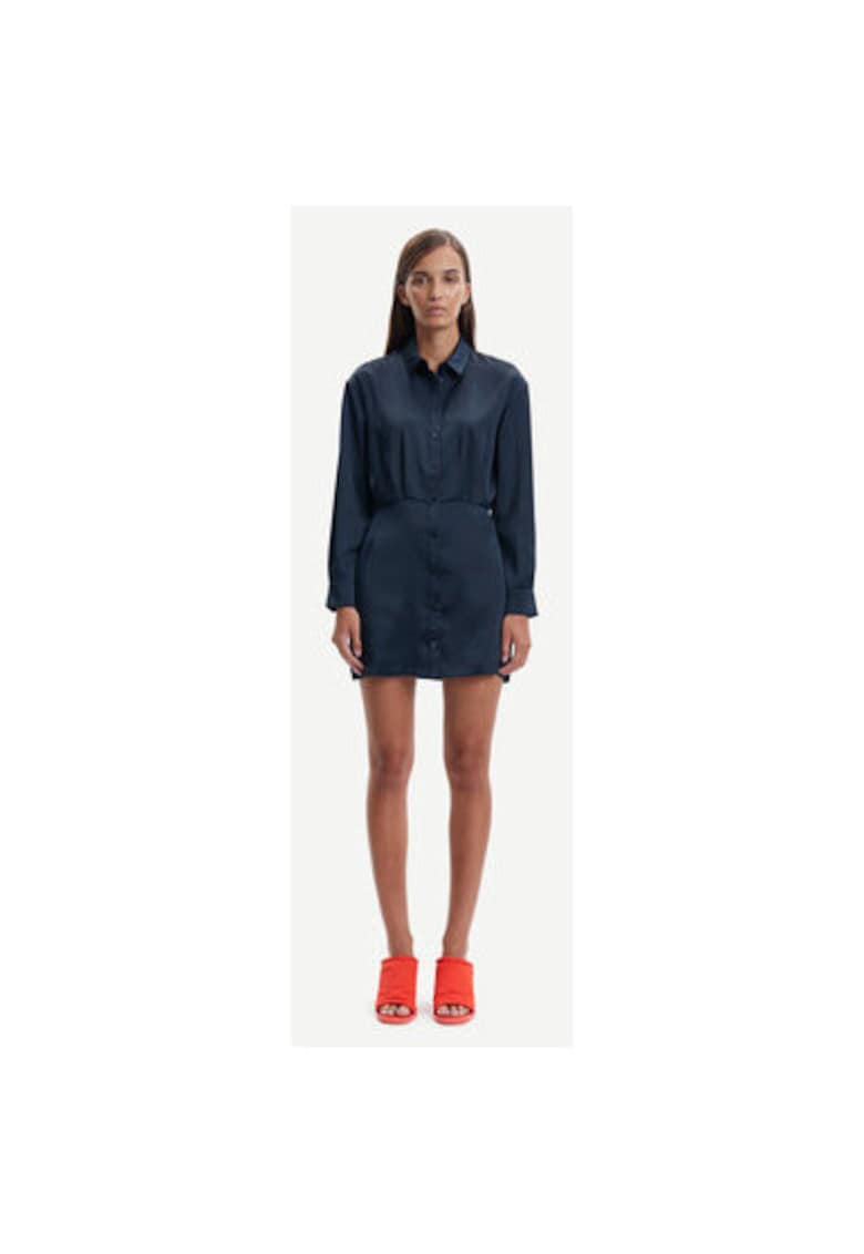 Дамска рокля - 301820765 - Рециклиран полиестер/Полиестер - Син - Син Samsoe Samsoe