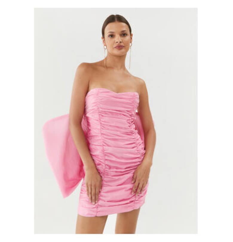 Дамска рокля -  303192495 - Ацетат - Розов ROTATE