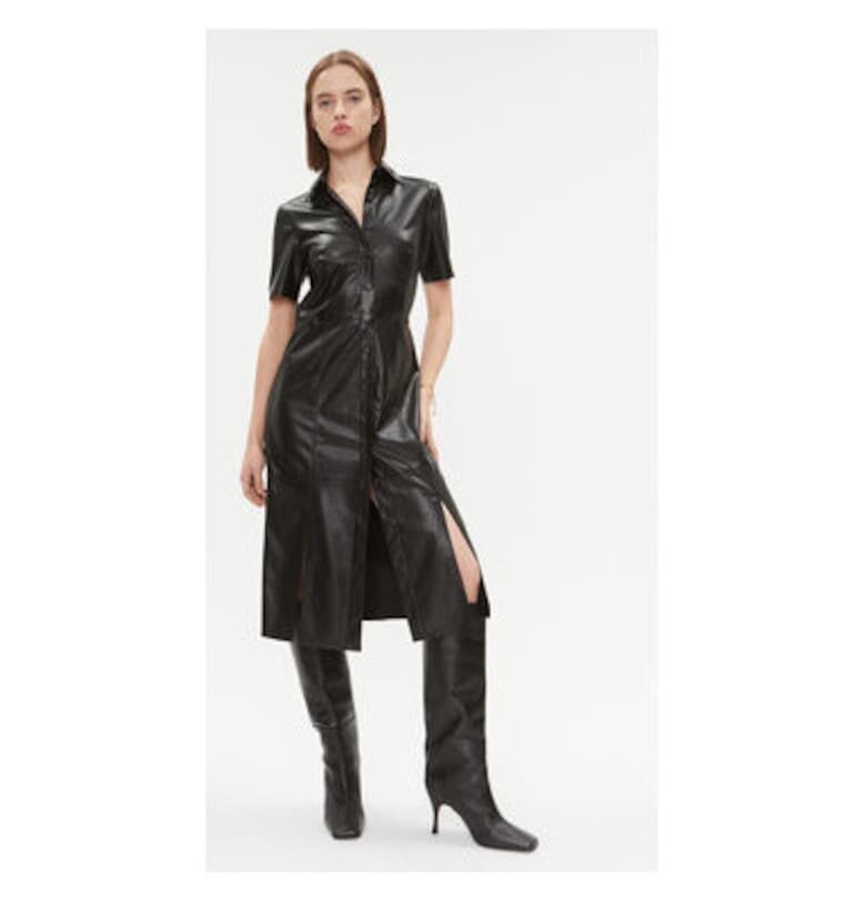 Дамска рокля -  303206673 - Екокожа/Полиестер - Черна - Черен DKNY