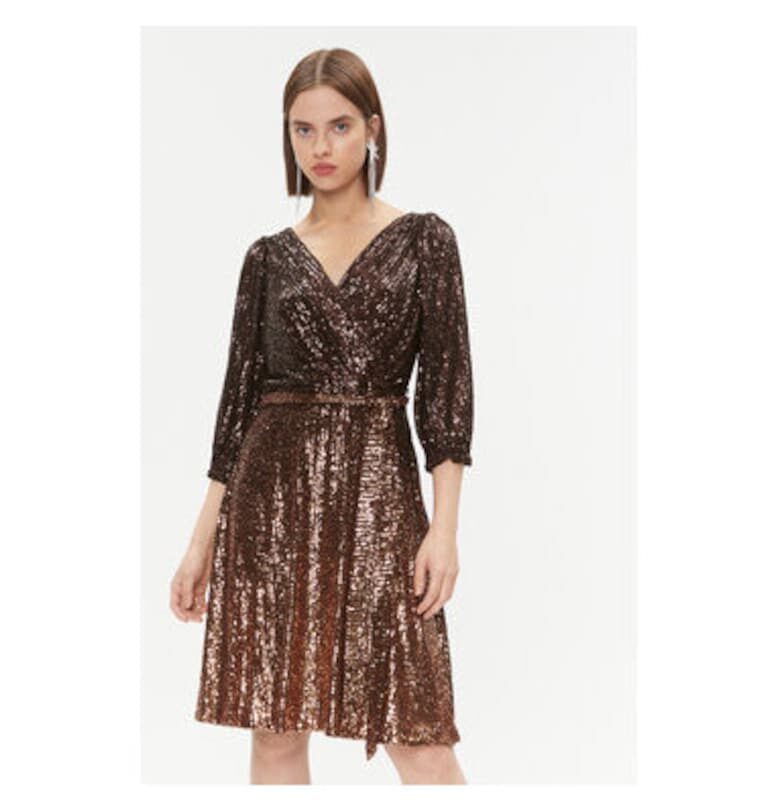 Дамска рокля -  303207618 - Полиестер - Кафяв - Кафяв DKNY