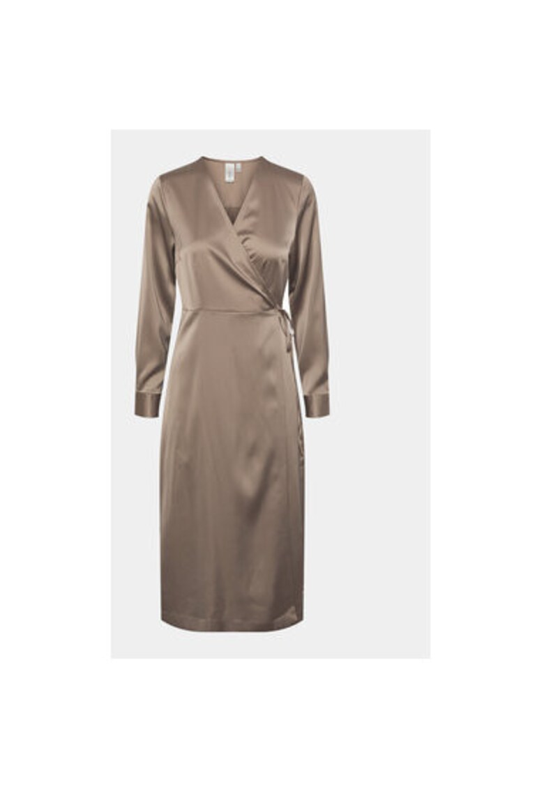 Дамска рокля - 303481438 - Рециклиран полиестер/Полиестер - Бежов - Бежов Yas