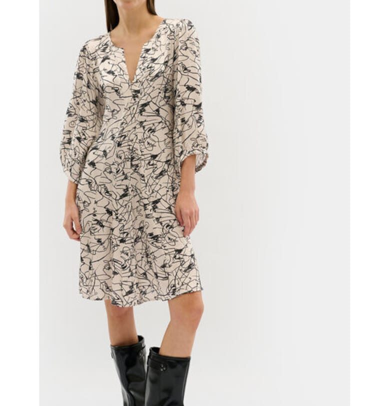 Дамска рокля -  303554279 - Вискоза - Бежов - Бежов Karen by Simonsen