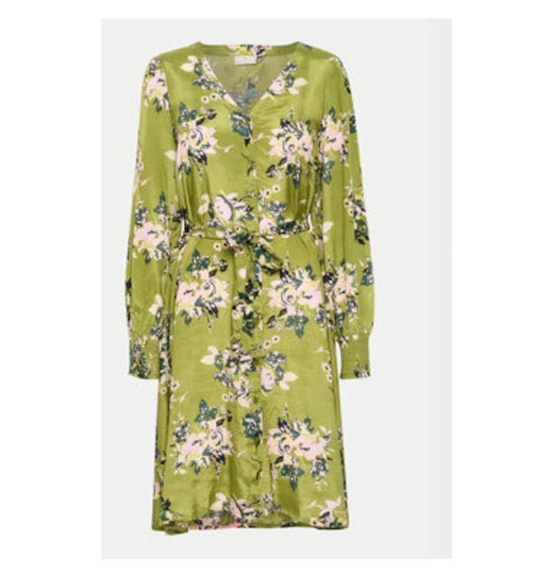 Дамска рокля -  303582166 - Вискоза - Зелена - Зелен kaffe