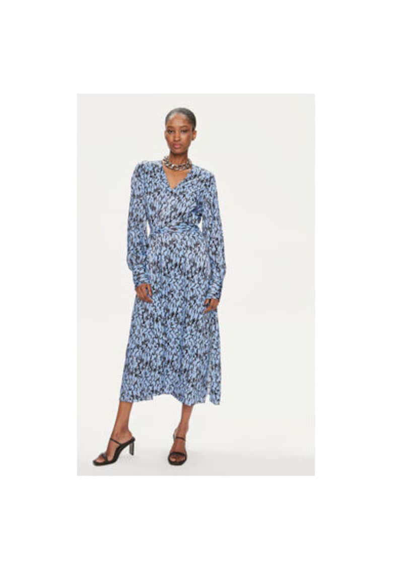 Дамска рокля - 303641368 - Вискоза - Син - Син Karen by Simonsen