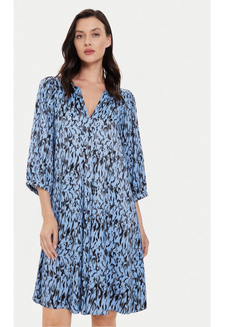 Дамска рокля - 303641443 - Вискоза - Син - Син Karen by Simonsen