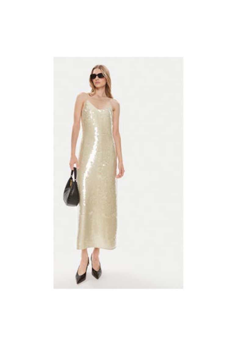 Дамска рокля - 303647537 - Рециклиран полиестер - Златист - Златист Samsoe Samsoe