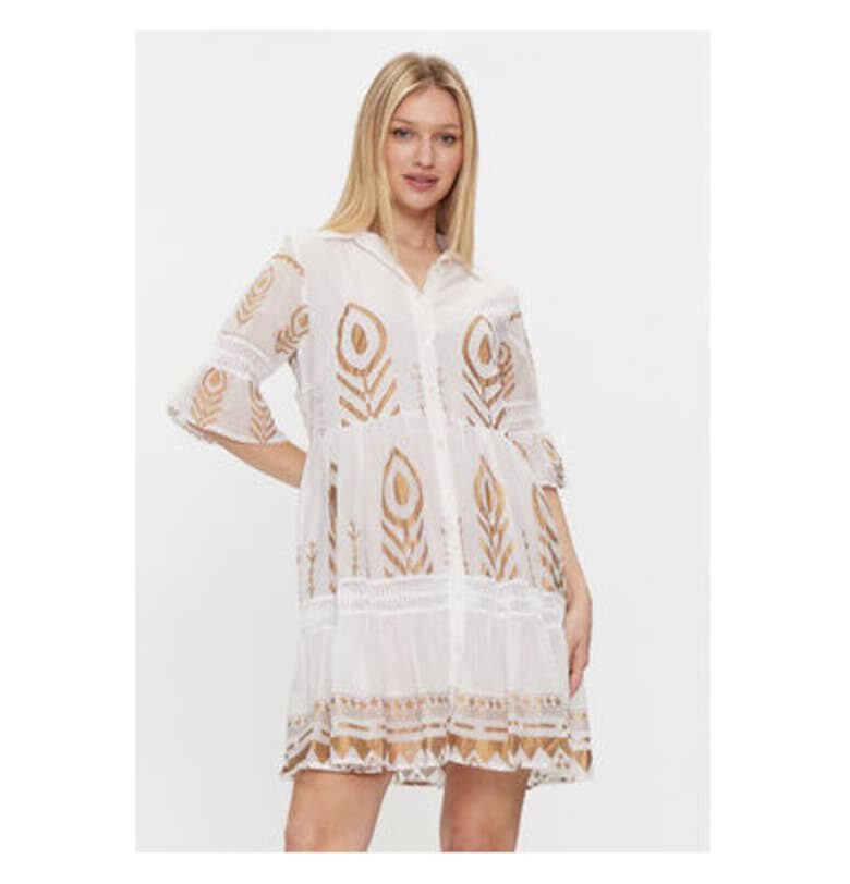 Дамска рокля -  303756710 - Памук - Бяла - Бял ICONIQUE