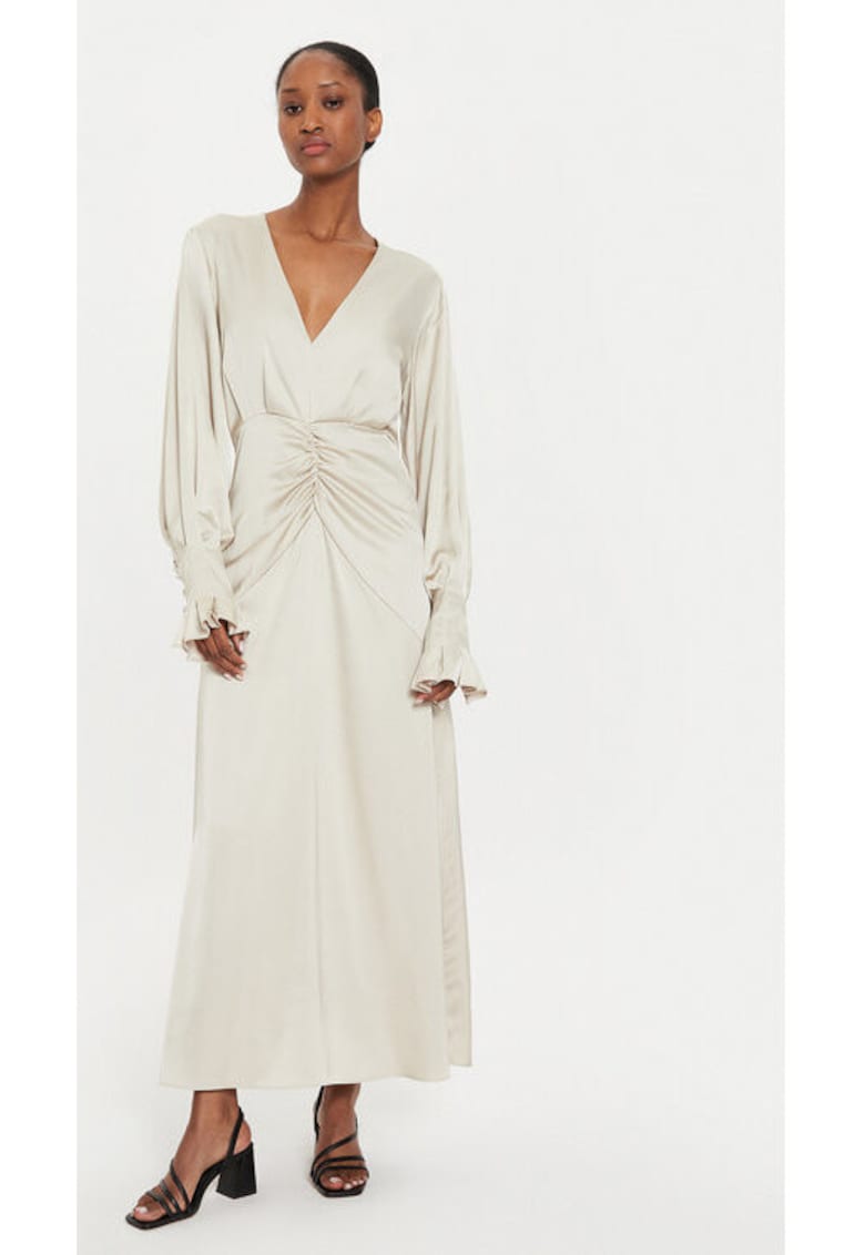 Дамска рокля - 303941314 - Рециклиран полиестер/вискоза - Бежов - Бежов Karen by Simonsen