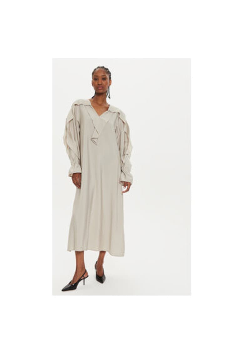 Дамска рокля - 303941338 - Вискоза - Бежов - Бежов Karen by Simonsen