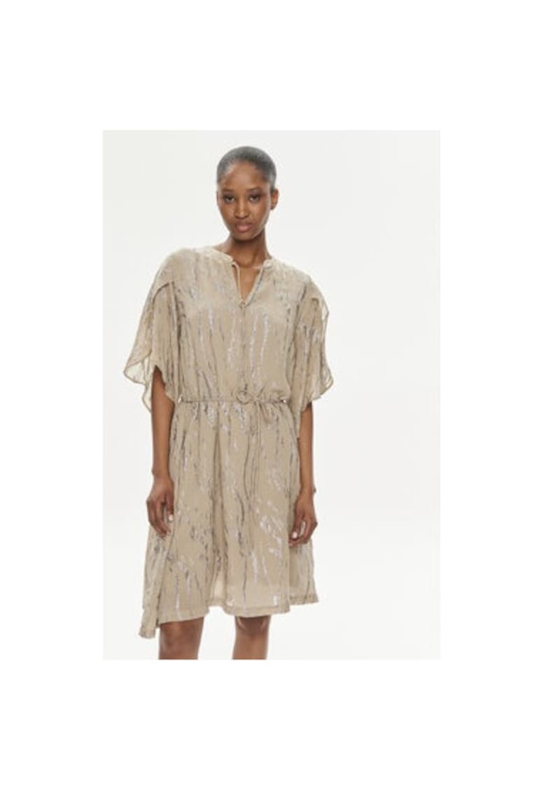 Дамска рокля - 303956936 - Вискоза/Метални влакна - Бежов - Бежов Bruuns Bazaar